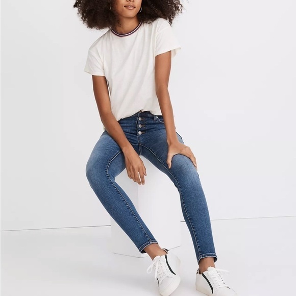 Madewell 9” mid rise skinny jeans payson button front - Picture 2 of 8